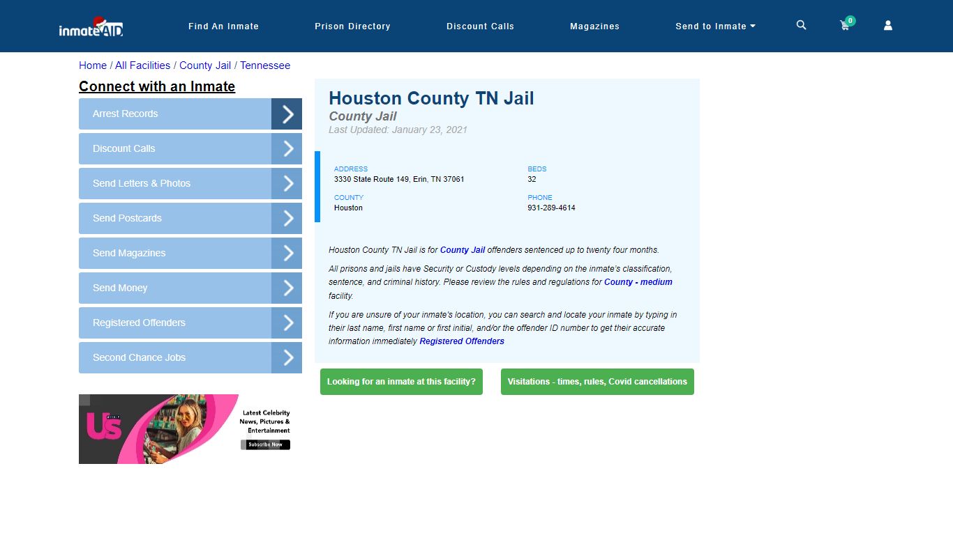 Houston County TN Jail - Inmate Locator - Erin, TN